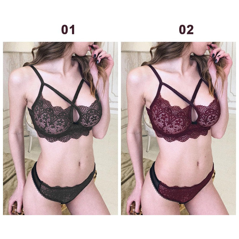 Sexy Bra Lace Transparent Pantie Set