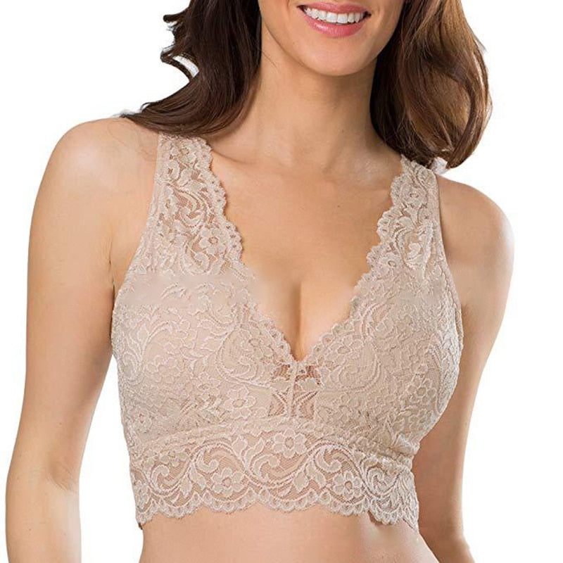 V-neck Lace Seamless Bra