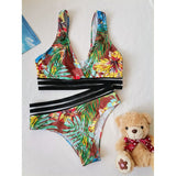 Sexy Leaves Printed Bikini 2022 Push Up Swimsuit Women Two Pieces Swimwear Brazilian Bikini Set Female Beachwear Bathing Suit