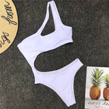 Sexy Cut Out One Piece Swimsuit 2022 One Shoulder Swimwear Women High Cut Swimsuit Female Solid Monokini Bathing Suit Beachwear