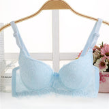 Push Up Lace Embroidered Bow Bra