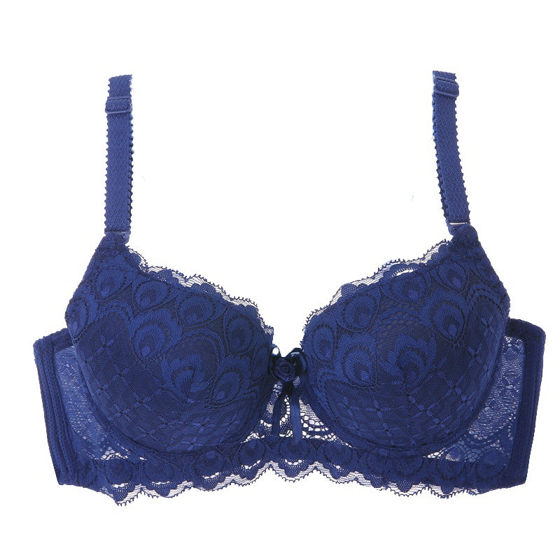 Push Up Lace Embroidered Bow Bra