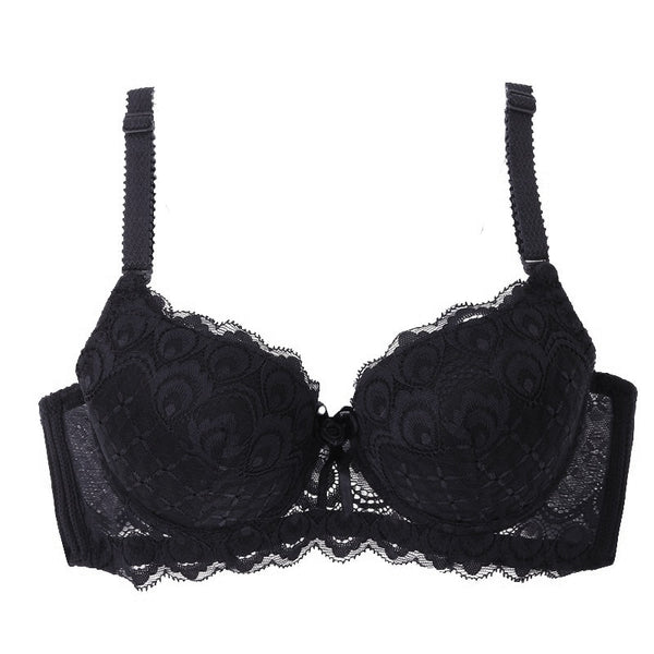 Push Up Lace Embroidered Bow Bra