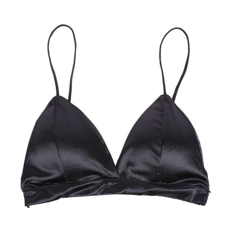 Sexy Strap Silk Smooth Plunge Bralette Bra